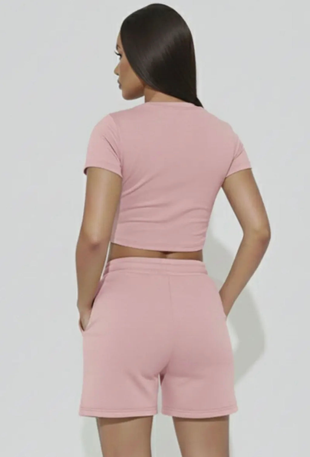 Fitted Crop Tee & Adjustable Draw String Shorts