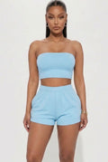 Fitted Crop Tee & Adjustable Draw String Shorts